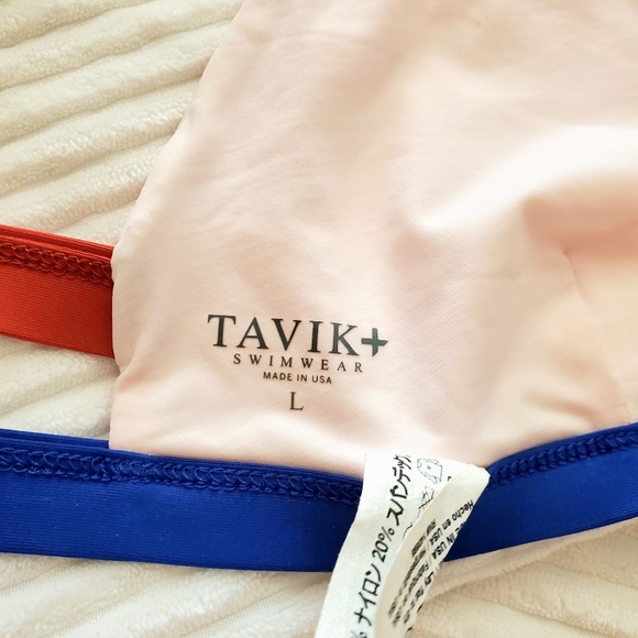 TAVIK+ BIKINI TOP SCOOP NECK COLOR BLOCKS SIZE LARGE - Picture 6 of 14